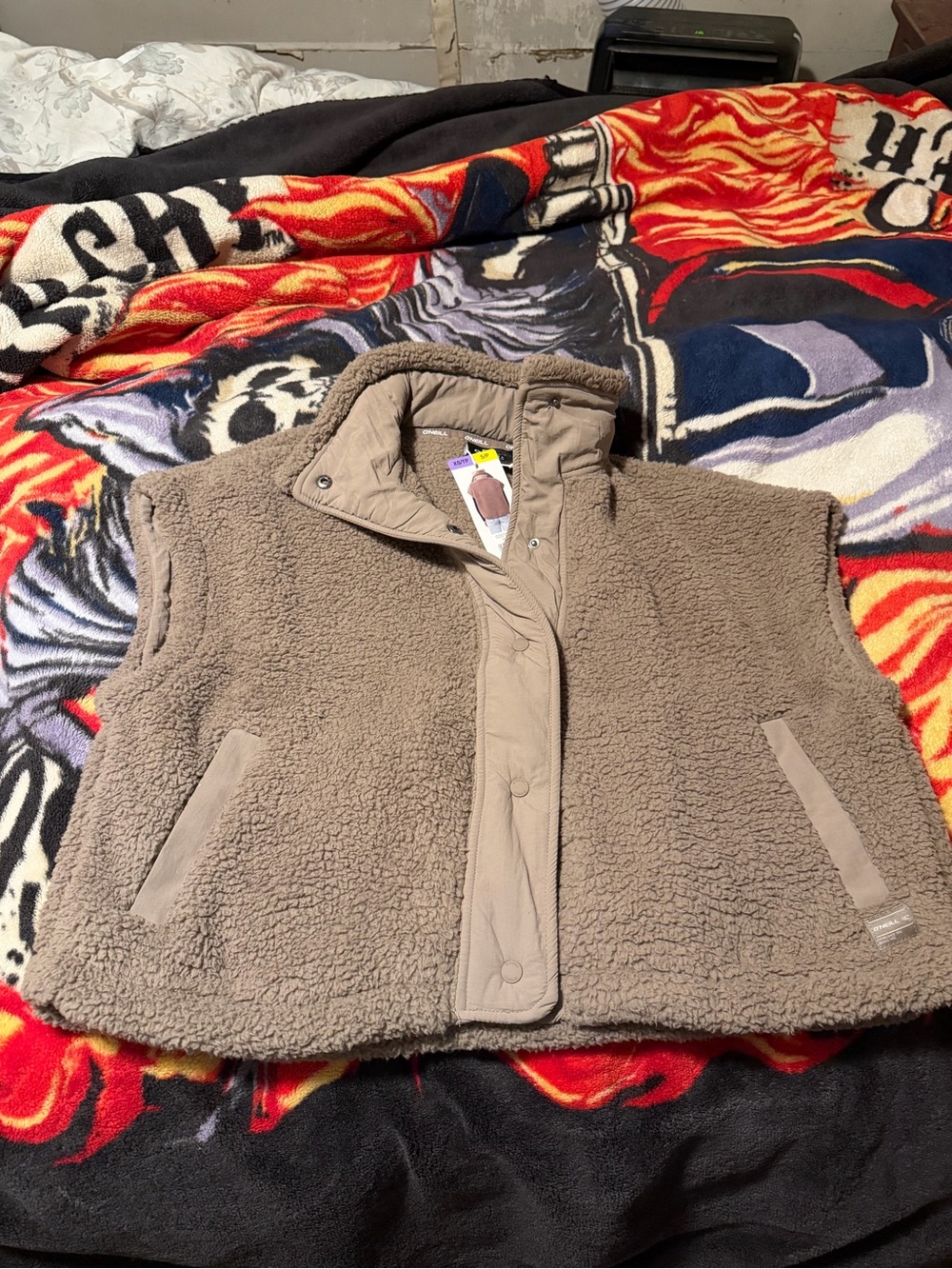 O'Neill Taupe Sherpa Vest - Plush Fleece Layering